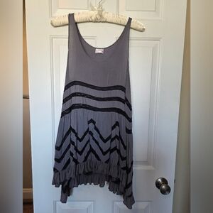 Free People Gray and Black Chevron Blouse